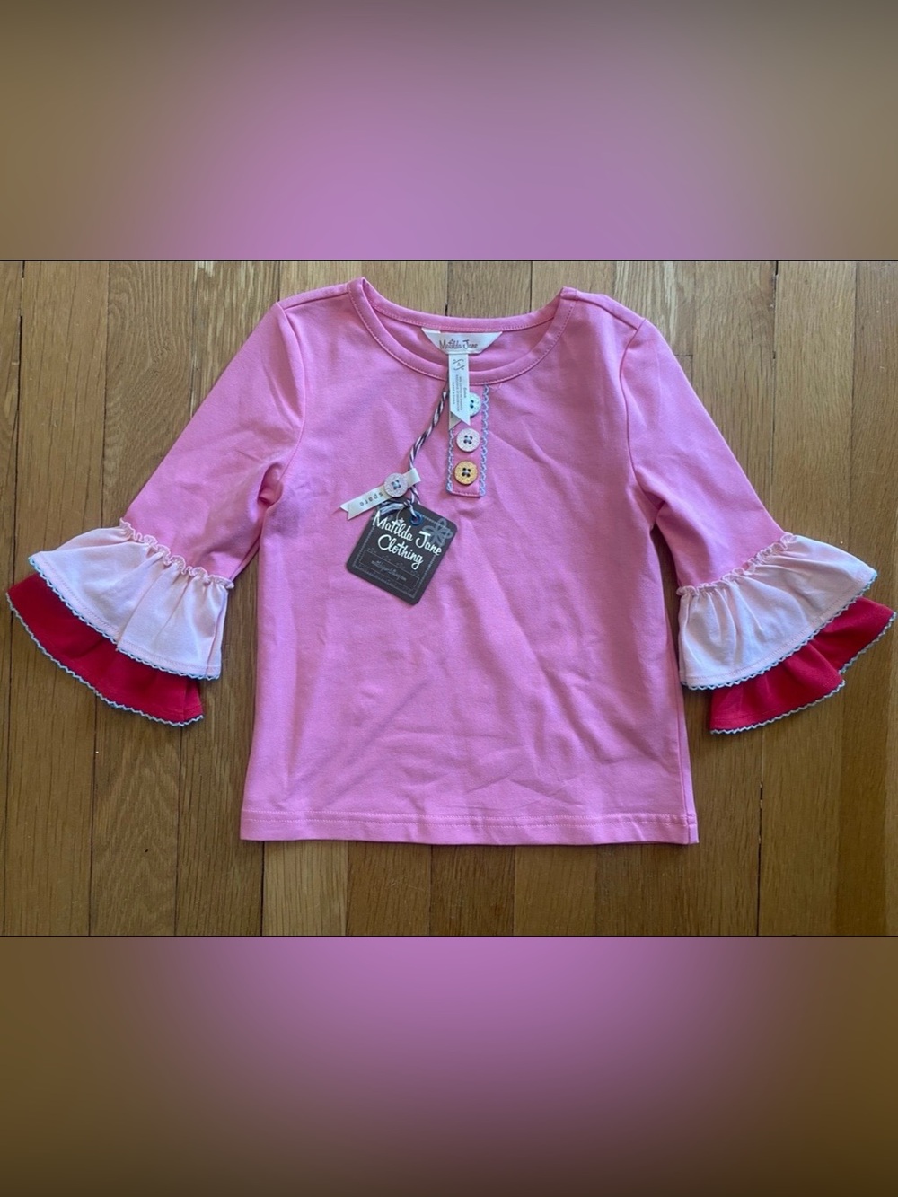 Matilda Jane Pink Long-Sleeve Tee with Button Placket